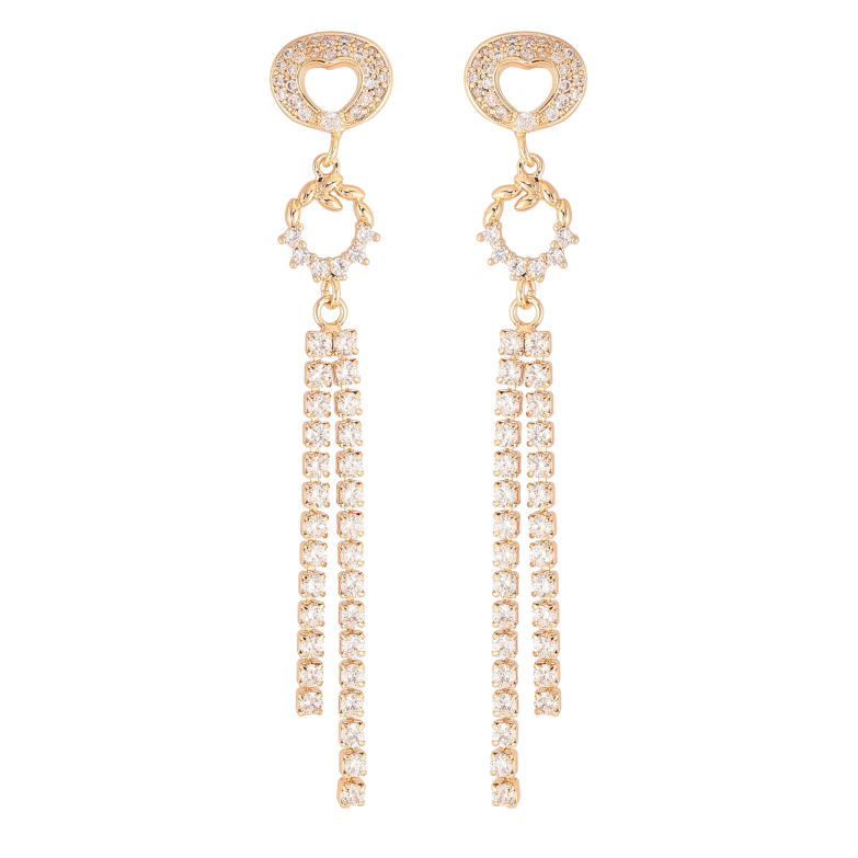 Серьги Xuping M&L цвет 18K пусеты "Кристальные подвески" фото №1