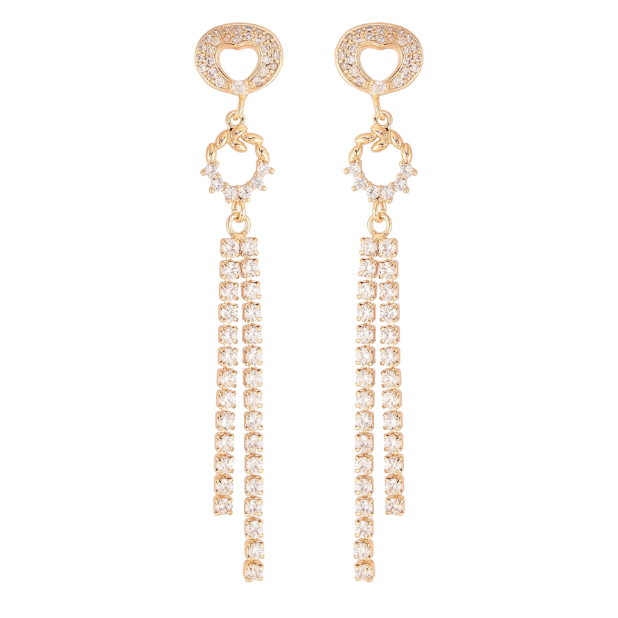 Сережки Xuping M&L колір 18K пусети "Кристальні підвіски" фото №1