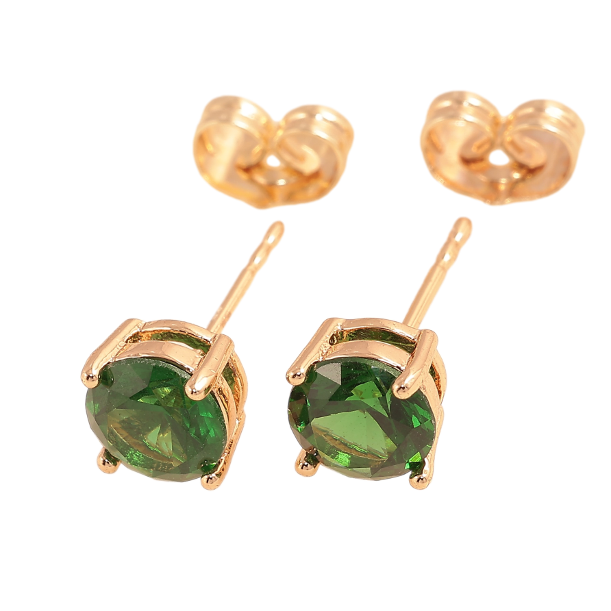 Серьги Xuping M&L цвет 18K пусеты "Зеленые кристаллы в 4-х крапановой оправе" ø 7мм фото №1
