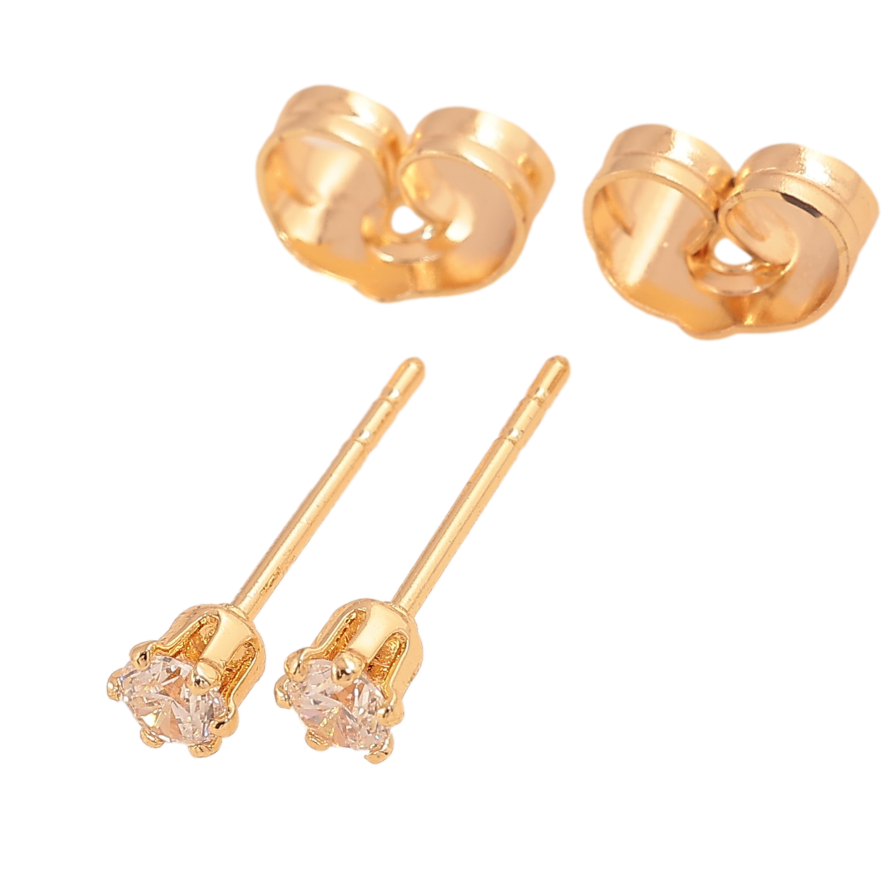 Сережки Xuping M&L колір 18K пусети "Кристали в 6-ти крапановій оправі" ø 3мм фото №1