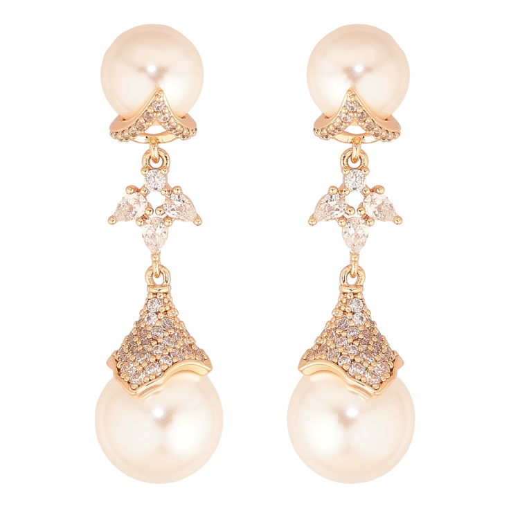 Сережки Xuping M&L колір 18К пусети "Перлинні підвіски" фото №6 Сережки Xuping M&L колір 18К пусети "Перлинні підвіски" фото №6