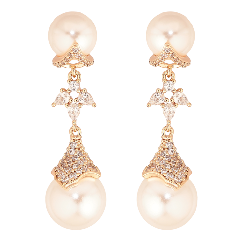 Сережки Xuping M&L колір 18К пусети "Перлинні підвіски" фото №1 Сережки Xuping M&L колір 18К пусети "Перлинні підвіски" фото №1