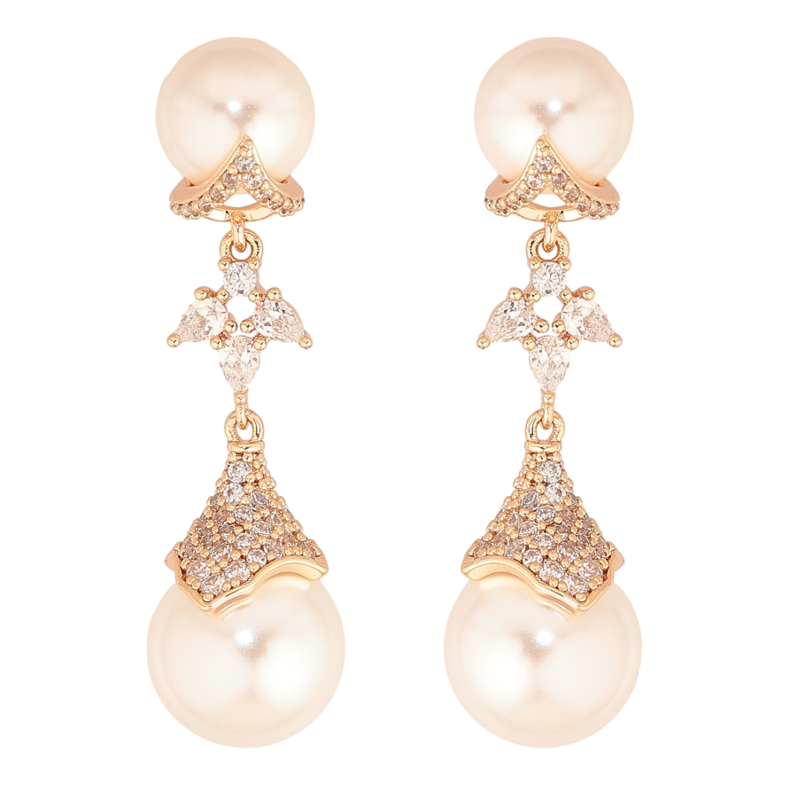 Сережки Xuping M&L колір 18К пусети "Перлинні підвіски" фото №1 Сережки Xuping M&L колір 18К пусети "Перлинні підвіски" фото №1