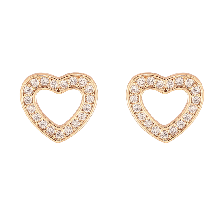 Серьги Xuping M&L цвет 18K пусеты "Сердечки с кристаллами" фото №1