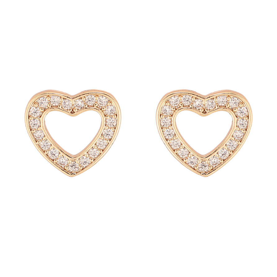 Серьги Xuping M&L цвет 18K пусеты "Сердечки с кристаллами" фото №1 Серьги Xuping M&L цвет 18K пусеты "Сердечки с кристаллами" фото №1