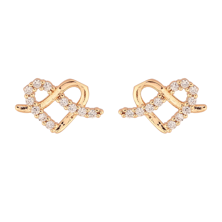Серьги Xuping M&L цвет 18K пусеты "Сердечки с кристаллами" фото №22