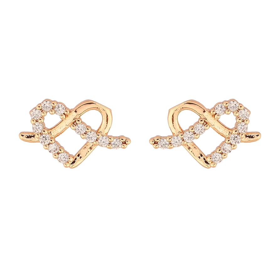 Серьги Xuping M&L цвет 18K пусеты "Сердечки с кристаллами" фото №1 Серьги Xuping M&L цвет 18K пусеты "Сердечки с кристаллами" фото №1