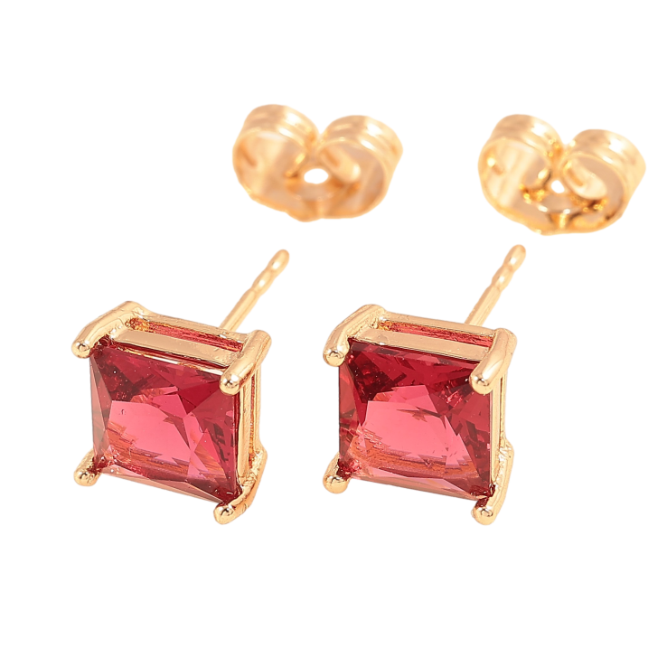 Серьги Xuping M&L цвет 18K пусеты "Малиновые кристаллы" 7х7мм фото №12