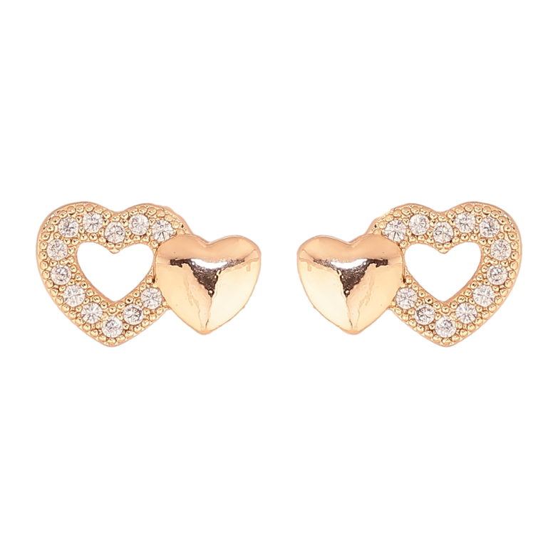 Сережки Xuping M&L колір 18K пусети "Сердечки з кристалами" фото №1