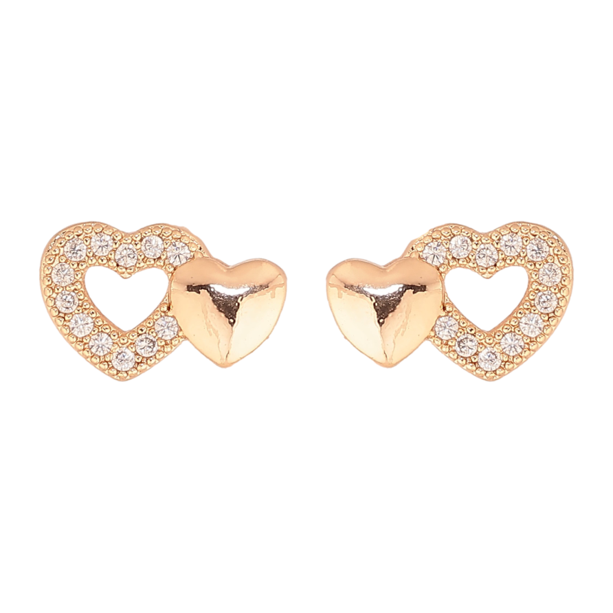 Серьги Xuping M&L цвет 18K пусеты "Сердечки с кристаллами" фото №1