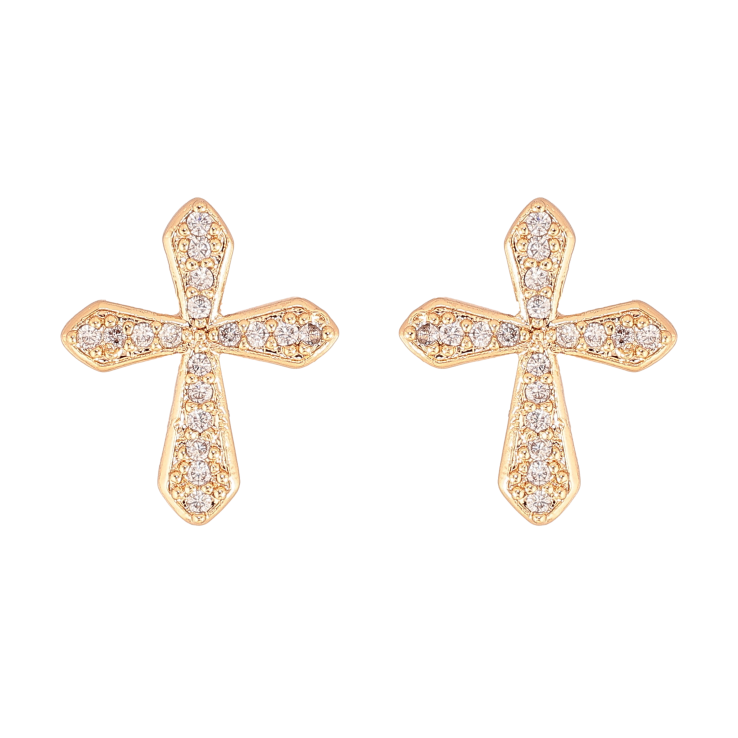 Серьги Xuping M&L цвет 18K пусеты "Крестики с кристаллами" фото №6