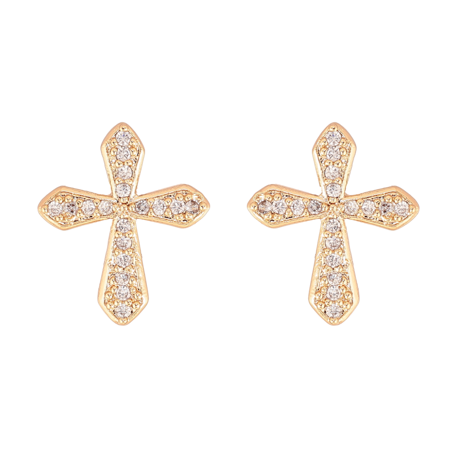 Серьги Xuping M&L цвет 18K пусеты "Крестики с кристаллами" фото №1