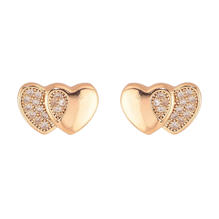 Серьги Xuping M&L цвет 18K пусеты "Сердечки с кристаллами" фото №5