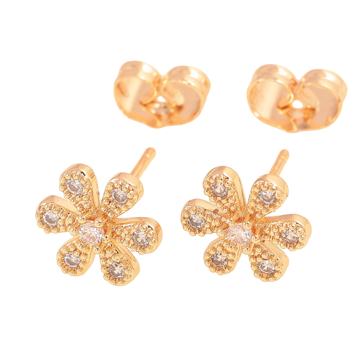 Серьги Xuping M&L цвет 18K пусеты "Цветочки с кристаллами" фото №20