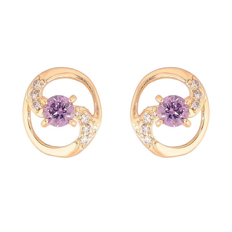 Сережки Xuping M&L колір 18K пусети "Овали з бузковими кристалами" фото №23