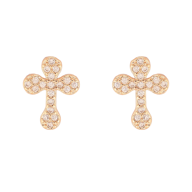 Серьги Xuping M&L цвет 18K пусеты "Крестики с кристаллами" фото №1