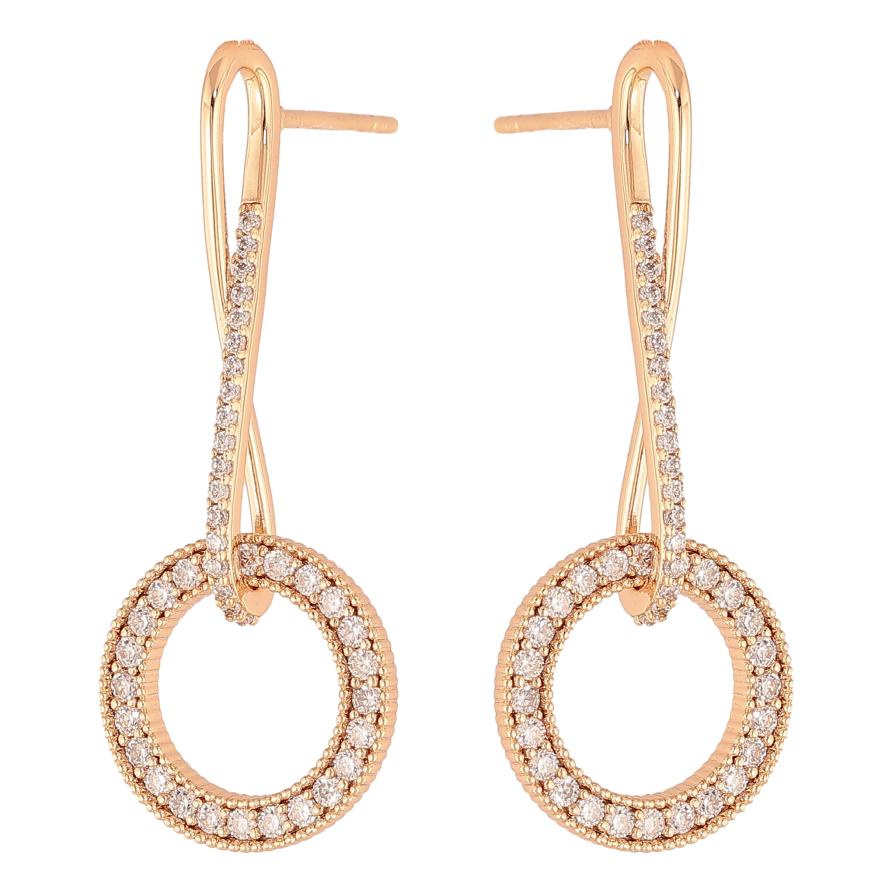 Серьги Xuping M&L цвет 18K пусеты "Круглые подвески с кристаллами" фото №1