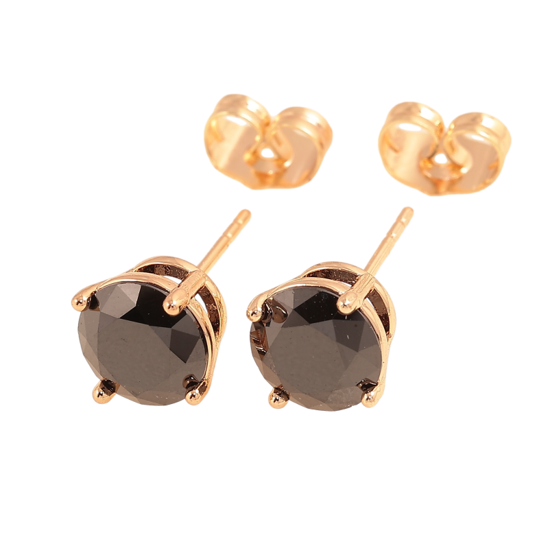 Сережки Xuping M&L колір 18K пусети "Чорні кристали в 4-х крапановій оправі" ø 8мм фото №1