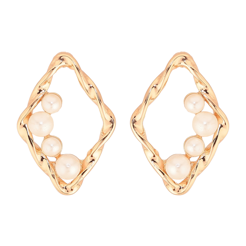 Сережки Xuping M&L колір 18K пусети "Ромби з перлинним візерунком" фото №8