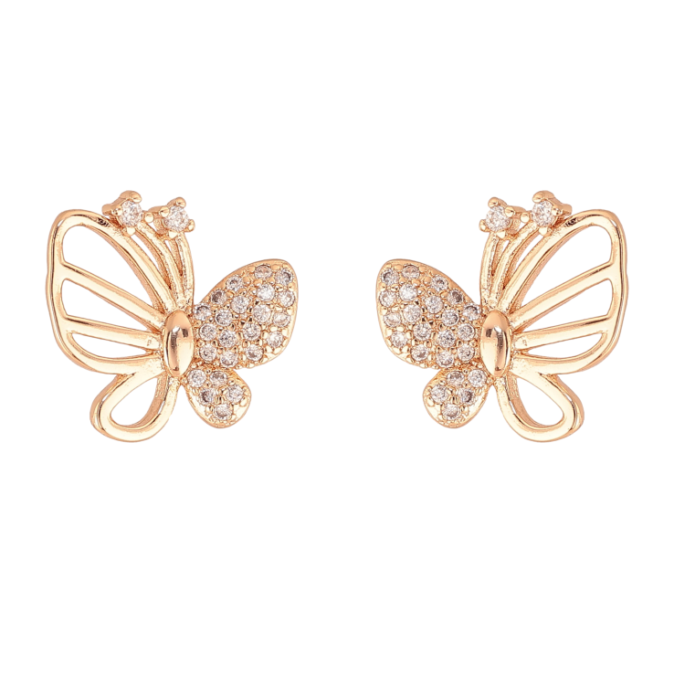 Серьги Xuping M&L цвет 18K пусеты "Бабочки с кристаллами" фото №4