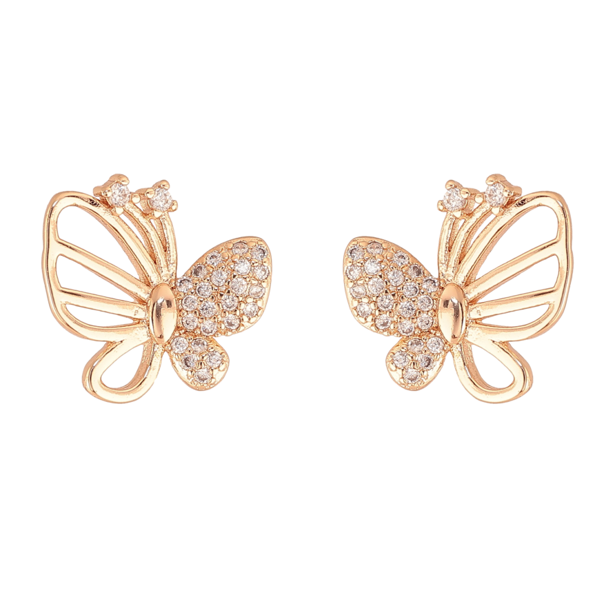 Серьги Xuping M&L цвет 18K пусеты "Бабочки с кристаллами" фото №1 Серьги Xuping M&L цвет 18K пусеты "Бабочки с кристаллами" фото №1