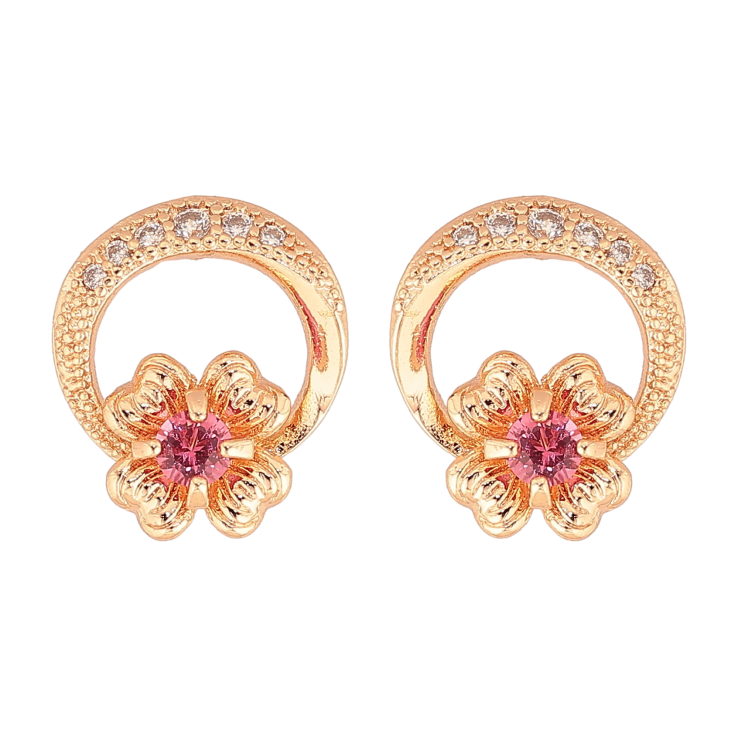 Сережки Xuping M&L колір 18К пусети "Квіточки з рожевими кристалами" фото №8 Сережки Xuping M&L колір 18К пусети "Квіточки з рожевими кристалами" фото №8