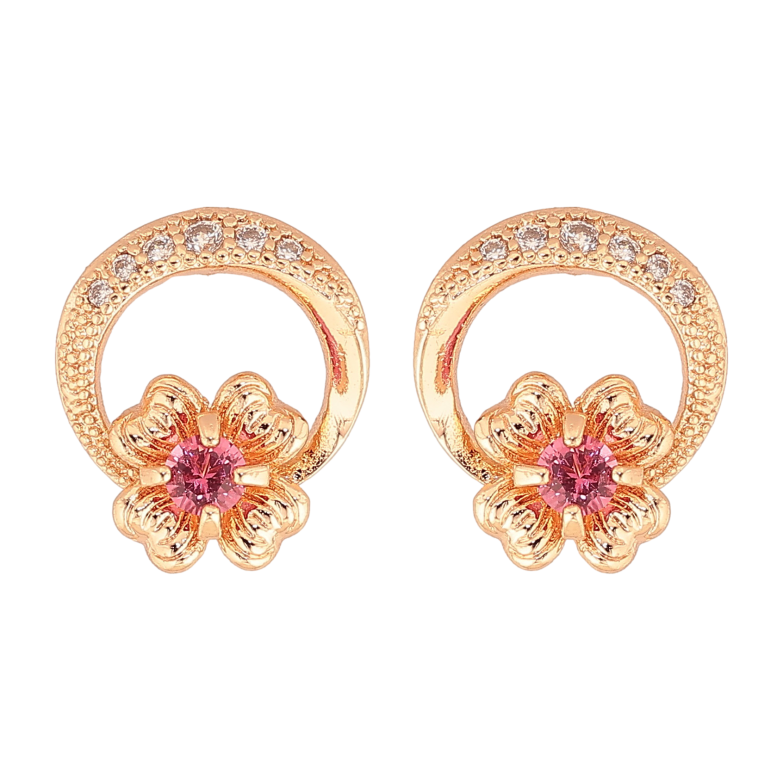 Серьги Xuping M&L цвет 18К пусеты "Цветочки с розовыми кристаллами" фото №1 Серьги Xuping M&L цвет 18К пусеты "Цветочки с розовыми кристаллами" фото №1
