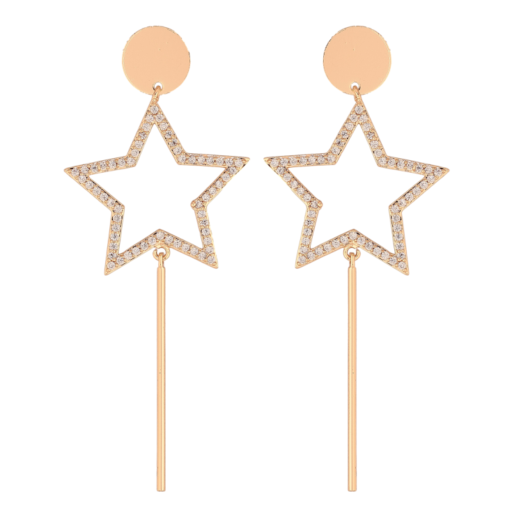 Сережки Xuping M&L колір 18K пусети "Зірки з кристалами" фото №2