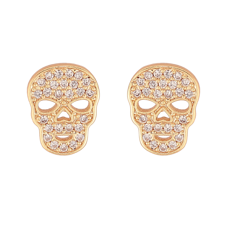 Сережки Xuping M&L колір 18К пусети "Черепа з кристалами" фото №1 Сережки Xuping M&L колір 18К пусети "Черепа з кристалами" фото №1