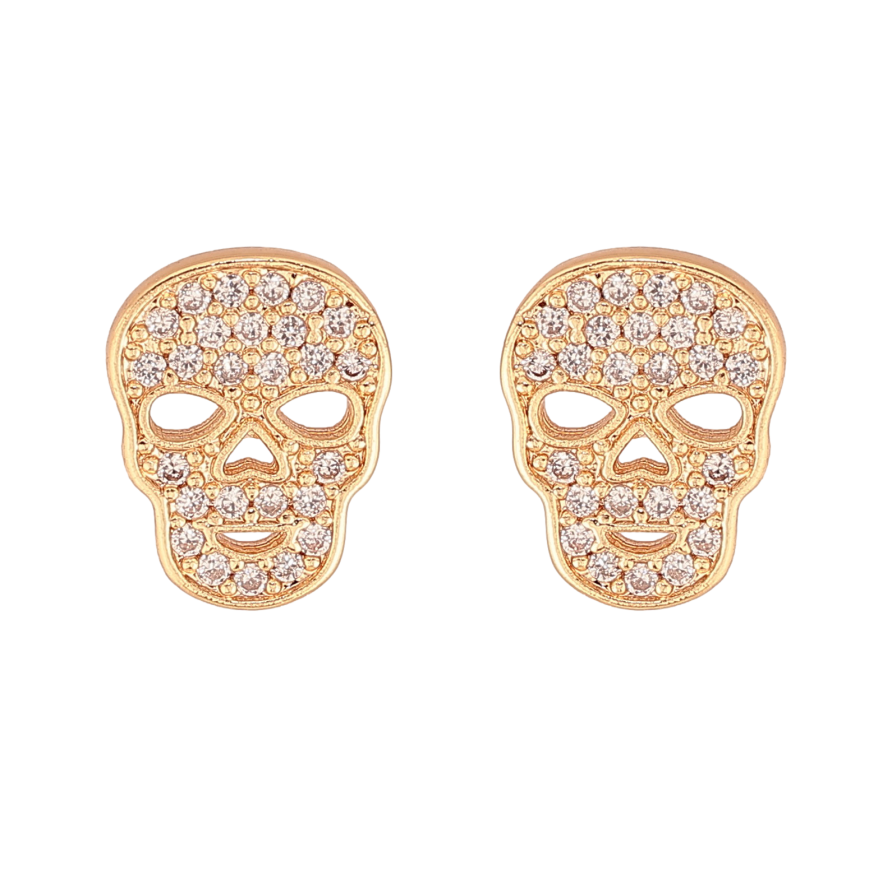 Серьги Xuping M&L цвет 18К пусеты "Черепа с кристаллами" фото №1 Серьги Xuping M&L цвет 18К пусеты "Черепа с кристаллами" фото №1