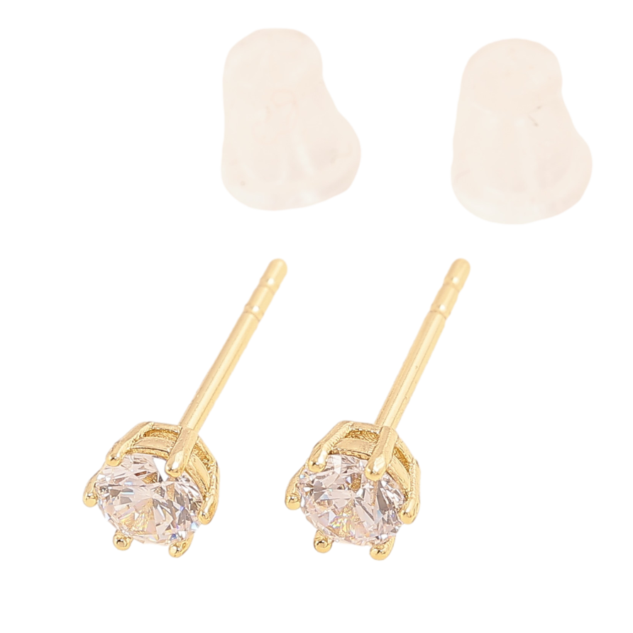 Сережки Xuping колір Позолота 14K пусети "Кристали в 6-ти крапановій оправі" ø 4мм фото №1