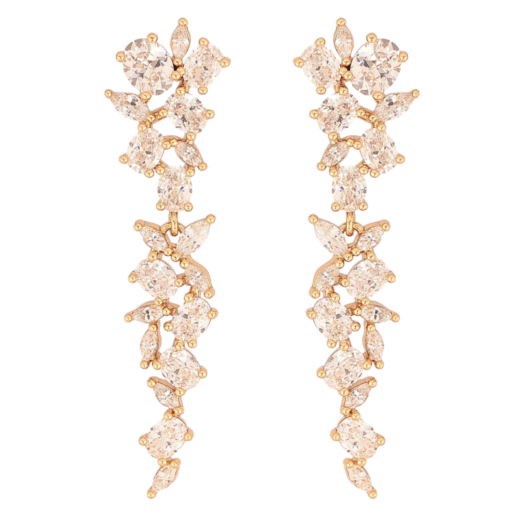 Сережки Xuping QQMM колір Позолота 18K пусети "Кристальні підвіски" фото №2