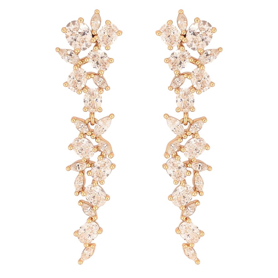 Сережки Xuping QQMM колір Позолота 18K пусети "Кристальні підвіски" фото №1