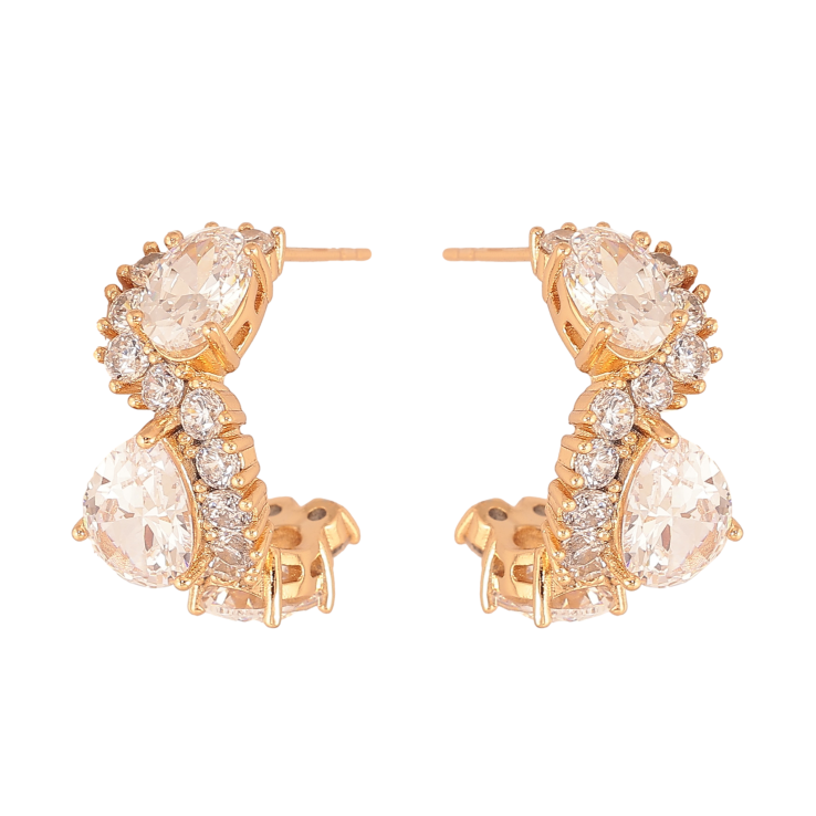 Сережки Xuping QQMM колір Позолота 18K пусети "Візерунок з кристалами" фото №6