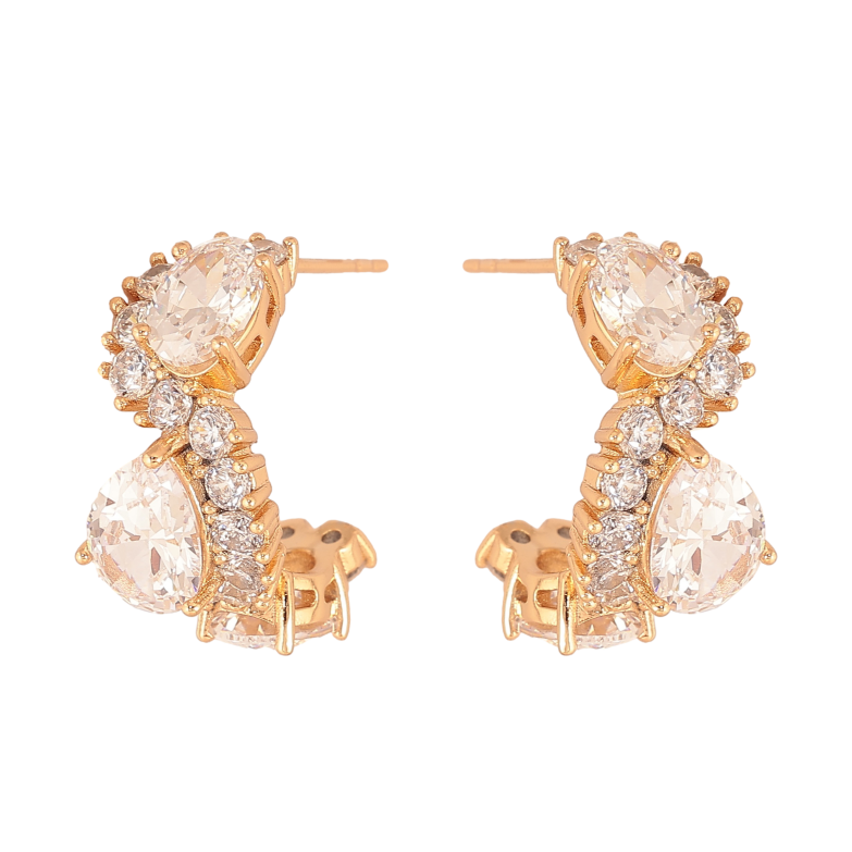 Сережки Xuping QQMM колір Позолота 18K пусети "Візерунок з кристалами" фото №1