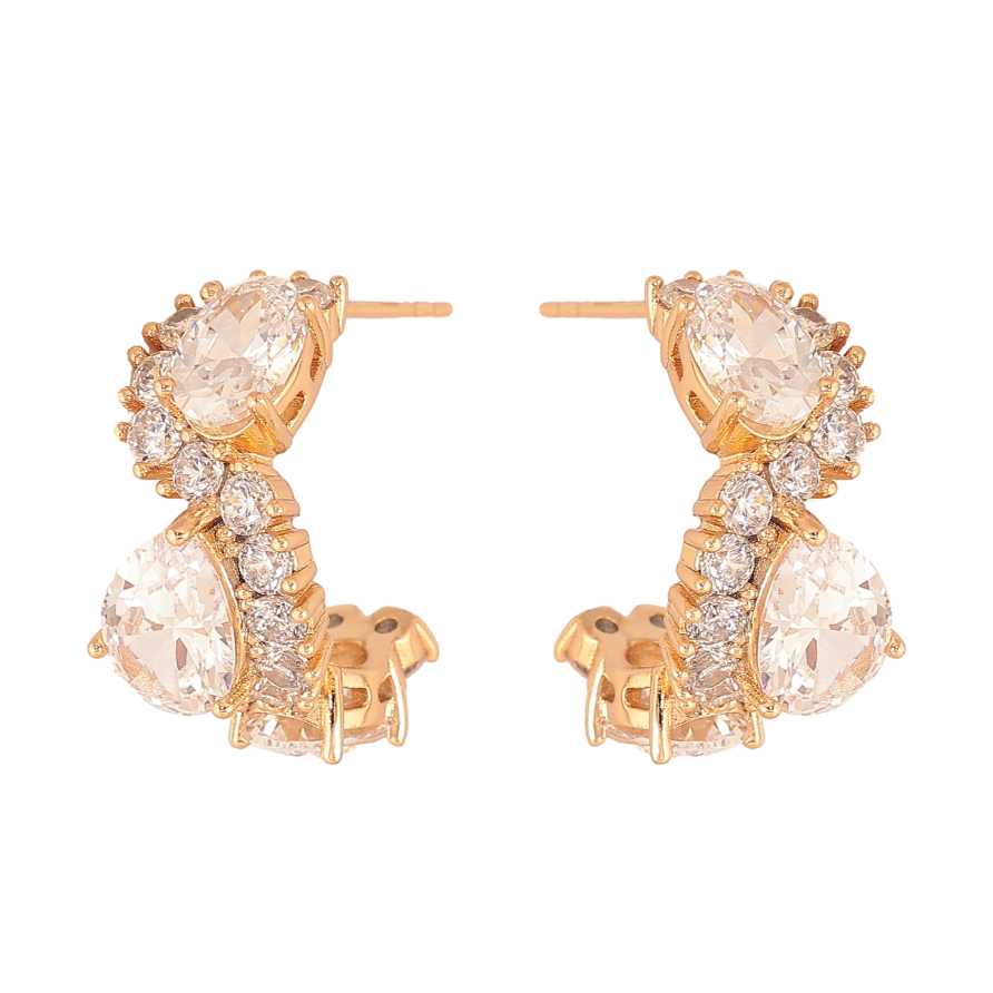 Сережки Xuping QQMM колір Позолота 18K пусети "Візерунок з кристалами" фото №1