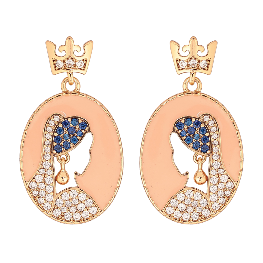 Серьги Xuping QQMM цвет Позолота 18K пусеты "Девушка с жемчужной сережкой" фото №1