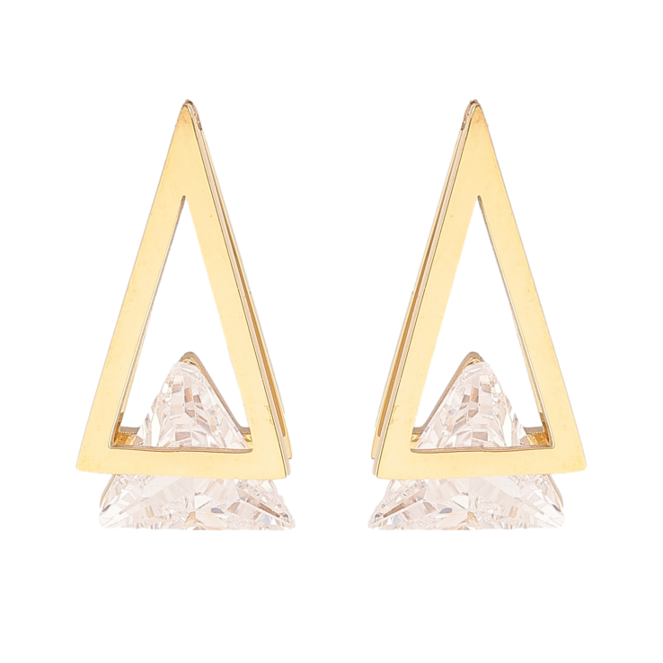 Сережки Xuping TTM Stainless Steel колір 14К пусети трикутники з кристалами фото №22