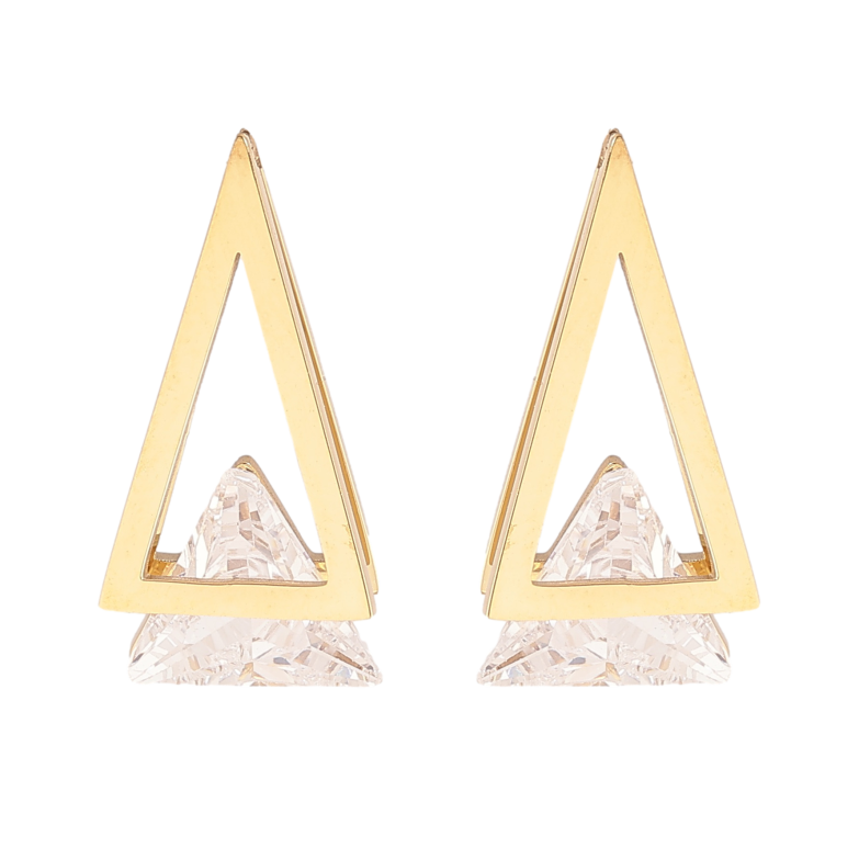 Серьги Xuping TTM Stainless Steel цвет 14К пусеты треугольники с кристаллами фото №1