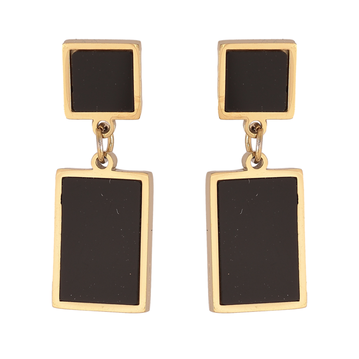 Серьги Xuping TTM Stainless Steel цвет 14К пусеты подвески с черными вставками фото №22 Серьги Xuping TTM Stainless Steel цвет 14К пусеты подвески с черными вставками фото №22