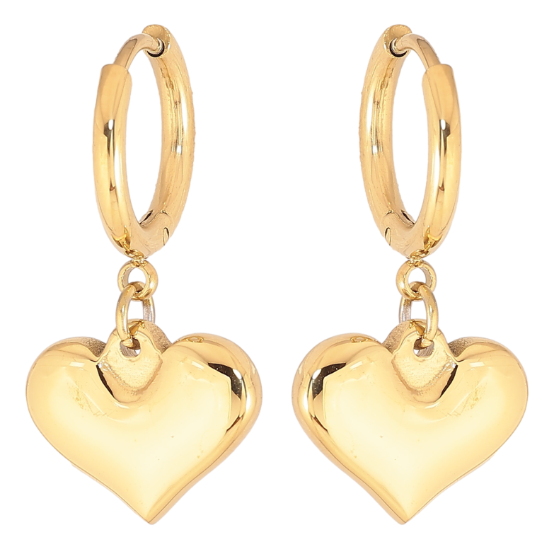 Сережки Xuping TTM Stainless Steel колір 14К підвіски на колечках сердечка фото №1
