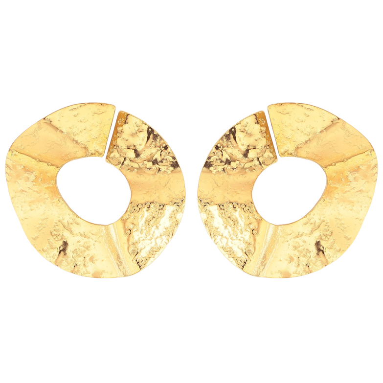 Сережки Xuping TTM Stainless Steel колір 14К пусети "Фігурні кільця" фото №1