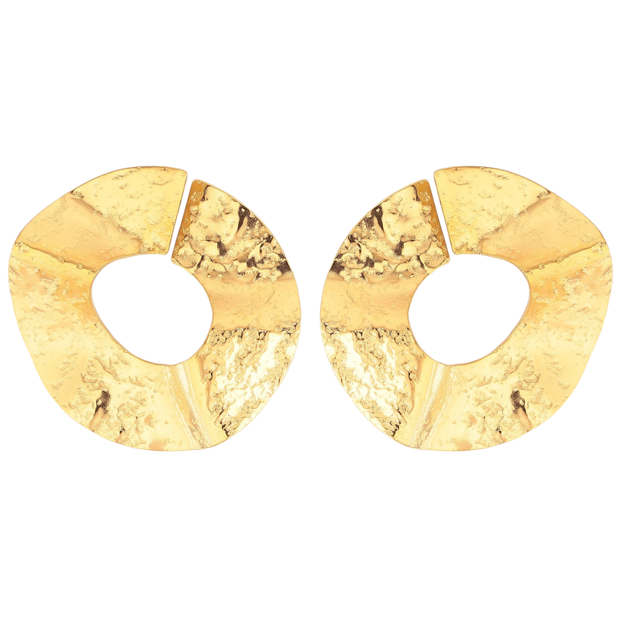 Сережки Xuping TTM Stainless Steel колір 14К пусети "Фігурні кільця" фото №1