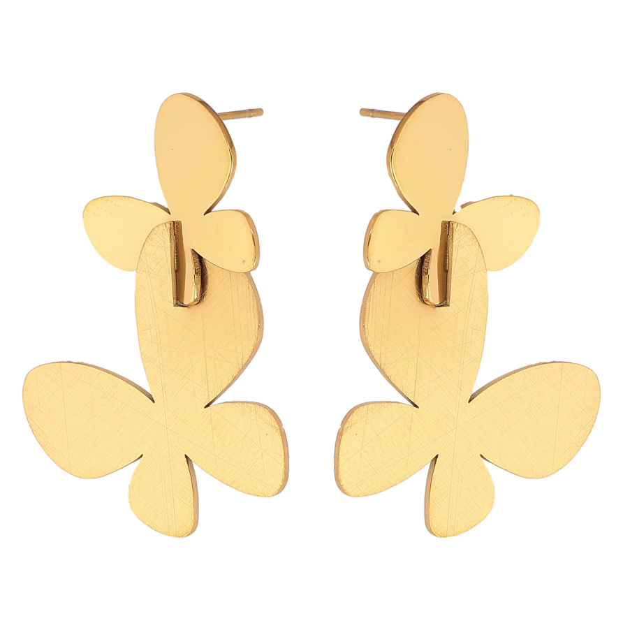 Сережки Xuping TTM Stainless Steel колір 14К пусети "Метелики" фото №1