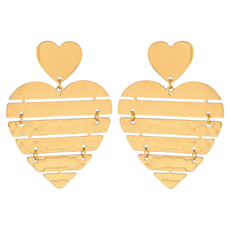 Сережки Xuping TTM Stainless Steel колір 14К пусети "Сердечка" фото №1