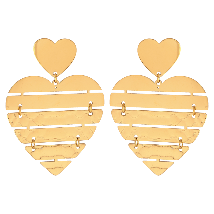 Серьги Xuping TTM Stainless Steel цвет 14К пусеты "Сердечки" фото №1