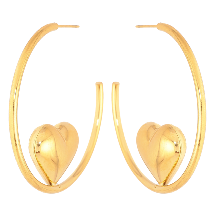 Сережки Xuping TTM Stainless Steel колір 14К пусети "Дуги із сердечками" фото №19 Сережки Xuping TTM Stainless Steel колір 14К пусети "Дуги із сердечками" фото №19