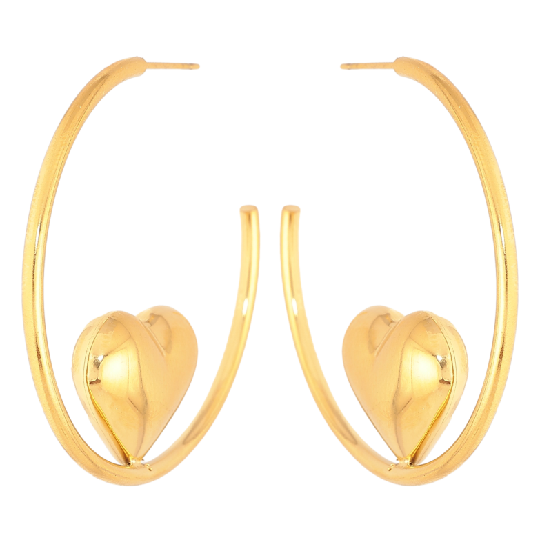 Сережки Xuping TTM Stainless Steel колір 14К пусети "Дуги із сердечками" фото №1