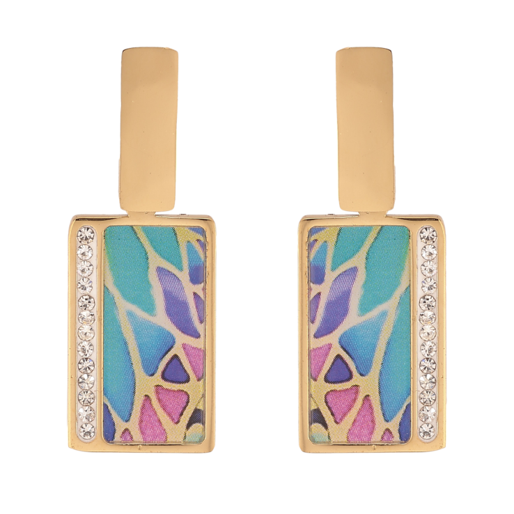 Серьги Xuping TTM Stainless Steel цвет 14К пусеты "Подвески с цветным узором" фото №24