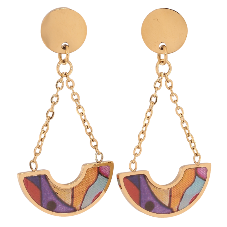 Серьги Xuping TTM Stainless Steel цвет 14К пусеты "Декоративные подвески с цветными вставками" фото №1